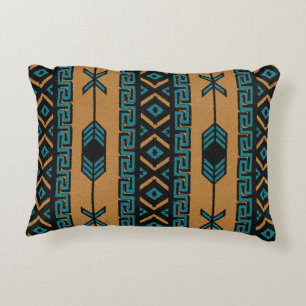 Coussins Décoratifs Turquoise Et Tan Motif Aztèque Tribal Sud-Ouest