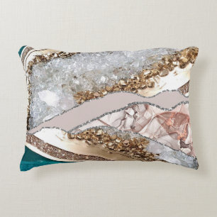 Coussins Décoratifs Turquoise sarcelle agate or pailleté