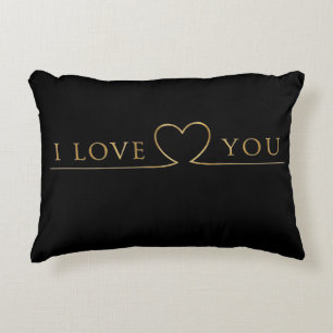 Coussins Décoratifs Typographie dorée I Love You