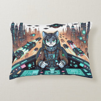 Coussins Décoratifs Un mignon chat comme pilote navigue dans le futuri