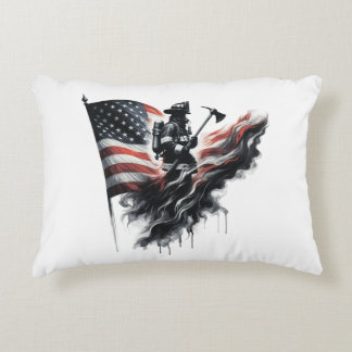 Coussins Décoratifs Un pompier américain.Drapeau des Etats-Unis.