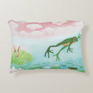 Coussins Décoratifs Une Grenouille S'Enfonce Dans L'Étang Illustration