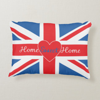Coussins Décoratifs Union Jack Drapeau, Home Sweet Home & Heart