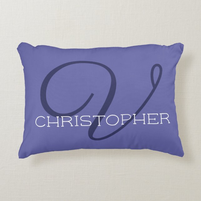 Coussins Décoratifs V Calligraphie Initiale Nom Monogrammé (Devant)
