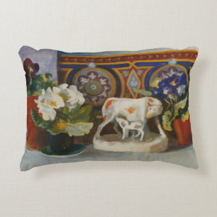 Coussins Décoratifs Vache au Staffordshire avec Primulaes 2004