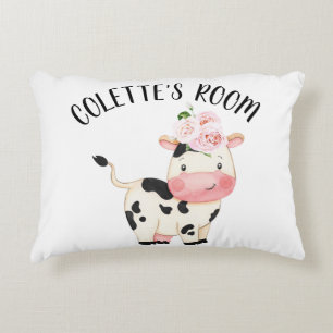 Coussins Décoratifs Vache de vache rose floral Imprimer pépinière 
