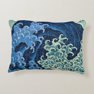 Coussins Décoratifs Vague féminine de Hokusai Océan Vintage 