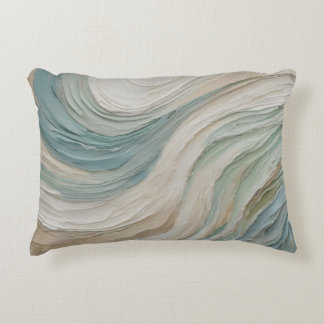 Coussins Décoratifs Vagues Abstraites Bleu Vert Beige Côtières