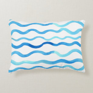 Coussins Décoratifs Vagues Aquarelle : bleu turquoise sans joint.