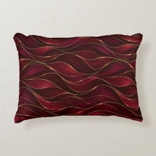 Coussins Décoratifs Vagues de marbre rouge burgundy élégantes avec acc