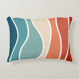 Coussins Décoratifs Vagues de style rétro coloré
