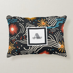 Coussins Décoratifs Vagues florales Abstraites sur noir