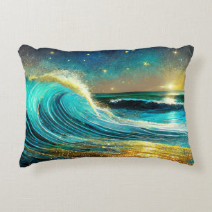 Coussins Décoratifs Vagues océaniques divergentes scintillantes