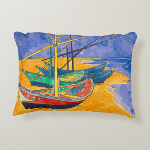 Coussins Décoratifs Van Gogh Bateaux Plage impressionniste