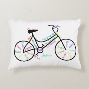 Coussins Décoratifs Vélo, Sport Vélo, Motivational Words & Stripes