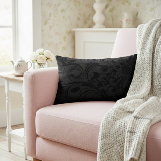 Coussins Décoratifs Velvet Floral Moderne Noir (Créateur téléchargé)