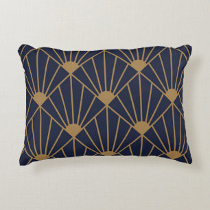 Coussins Décoratifs Ventilateur Gold Navy Blue Art Déco