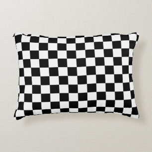 Coussins Décoratifs Vérifier noir blanc À damiers Motif tableau de bor