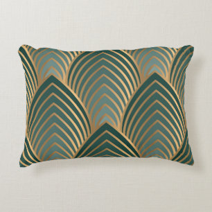 Coussins Décoratifs Vert-doré géométrique : motif vintage sans soudure