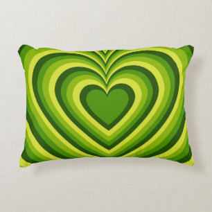 Coussins Décoratifs Vert Jaune Hypnotique Coeur Motif d'amour