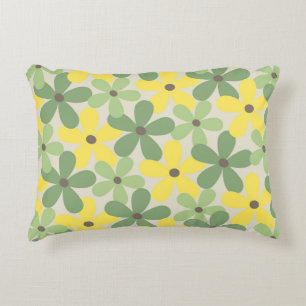 Coussins Décoratifs Vert jaune rétro Y2K les années 70 Fleur Motif