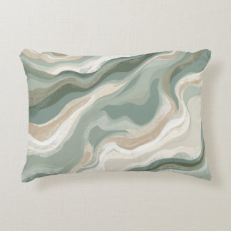 Coussins Décoratifs Vert olive pâle Sage Beige Crème Abstrait Côté Mer