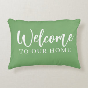 Coussins Décoratifs Vert sauge moderne "Bienvenue chez nous" Oreiller 