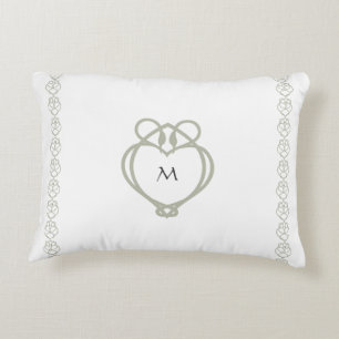 Coussins Décoratifs Vert sauge Monogramme Nœud d'amour Cygne Celtique