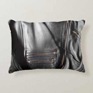 Coussins Décoratifs Veste en cuir noir Faux en métal lourd Photo