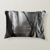 Coussins Décoratifs Veste en cuir noir Faux en métal lourd Photo (Dos)