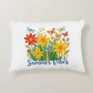 Coussins Décoratifs Vibrations d'été Floral avec Papillons