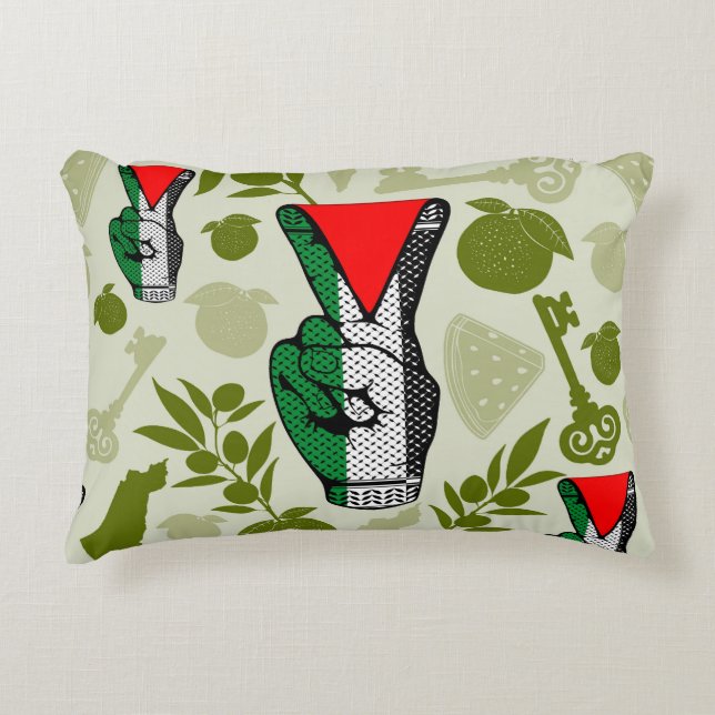 Coussins Décoratifs Victory Sign Hand Resistance Red Triangle Symbol (Devant)