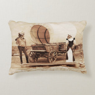 Coussins Décoratifs Vieux Chats Occidentaux avec Wagon couvert