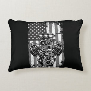 Coussins Décoratifs Vieux Véhicule Musclé Piston Drapeau Américain Drô