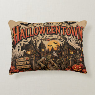 Coussins Décoratifs Ville d'Halloween Vintage Établie le 31 octobre
