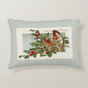Coussins Décoratifs Vintage Birds et Noël Gris Sel