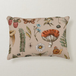 Coussins Décoratifs Vintage bois nature motif sans couture. Amanita