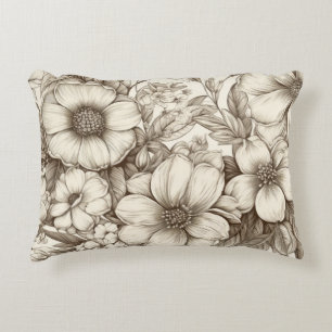 Coussins Décoratifs Vintage Floral Sepia Motif (13)