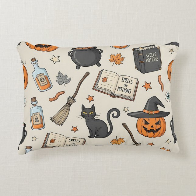 Coussins Décoratifs Vintage Halloween Witch (Devant)