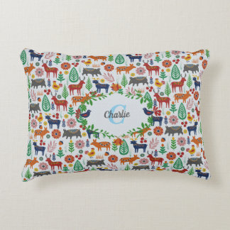 Coussins Décoratifs Vintage Scandinavian Folk Art Monogram Pattern