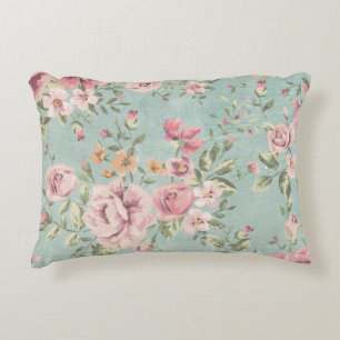 Coussins Décoratifs Vintage victorien shabby chic bleu clair floral ro