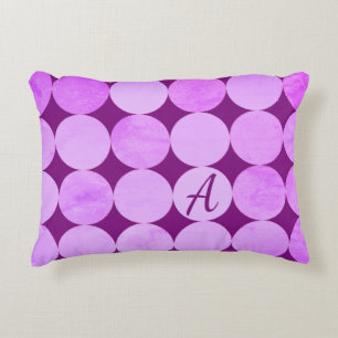 Coussins Décoratifs Violet, Violet Magenta et Cercles roses Monogramme