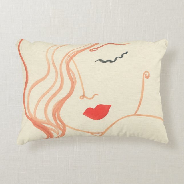 Coussins Décoratifs Visage de femme d'esquisse Abstraite (Devant)