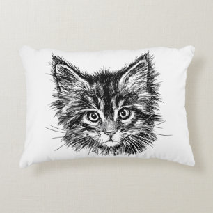 Coussins Décoratifs Visage de Kitten noir et blanc