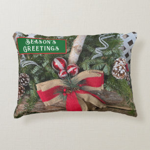 Coussins Décoratifs Vœux de la saison Ornements de verdure de la bûche