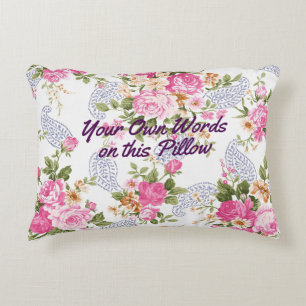 Coussins Décoratifs Vos propres mots mon mot texte customisé Pink Flor