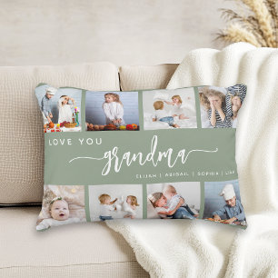 Coussins Décoratifs Vous aime grand-mère 8 Collage photo Vert sauge