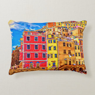 Coussins Décoratifs Vue sur les maisons colorées des Cinque Terre, Ita