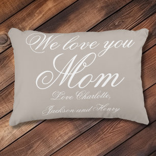 Coussins Décoratifs 'We love you Mom' Gris et blanc personnalisés