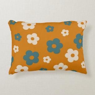 Coussins Décoratifs Whimsical Brown & Blue Floral Retro, Gai